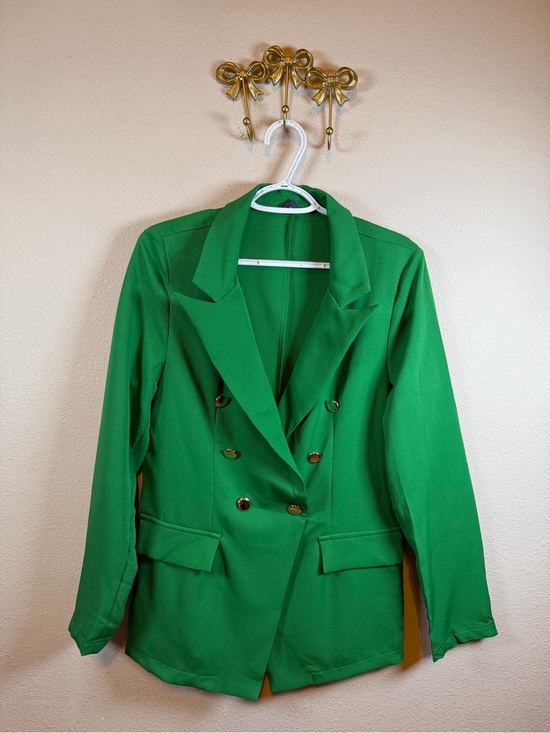 SHEIN Jackets & Blazers - SHEIN Green Double-Breasted Blazer Jacket with Gold Buttons. Size L